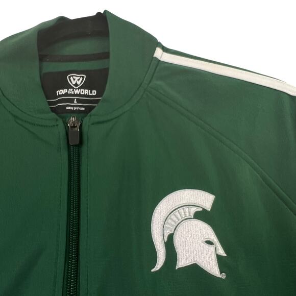 Michigan State Spartans Track Jacket Top of the World Green Mens L Full Zip - Picture 4 of 9